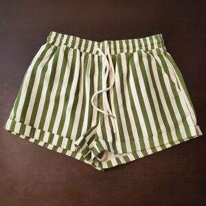 Forever 21 High Waist Green and White Striped Shorts Size M